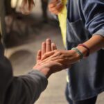 Boys shaking hands