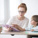 Young boy doing homework
